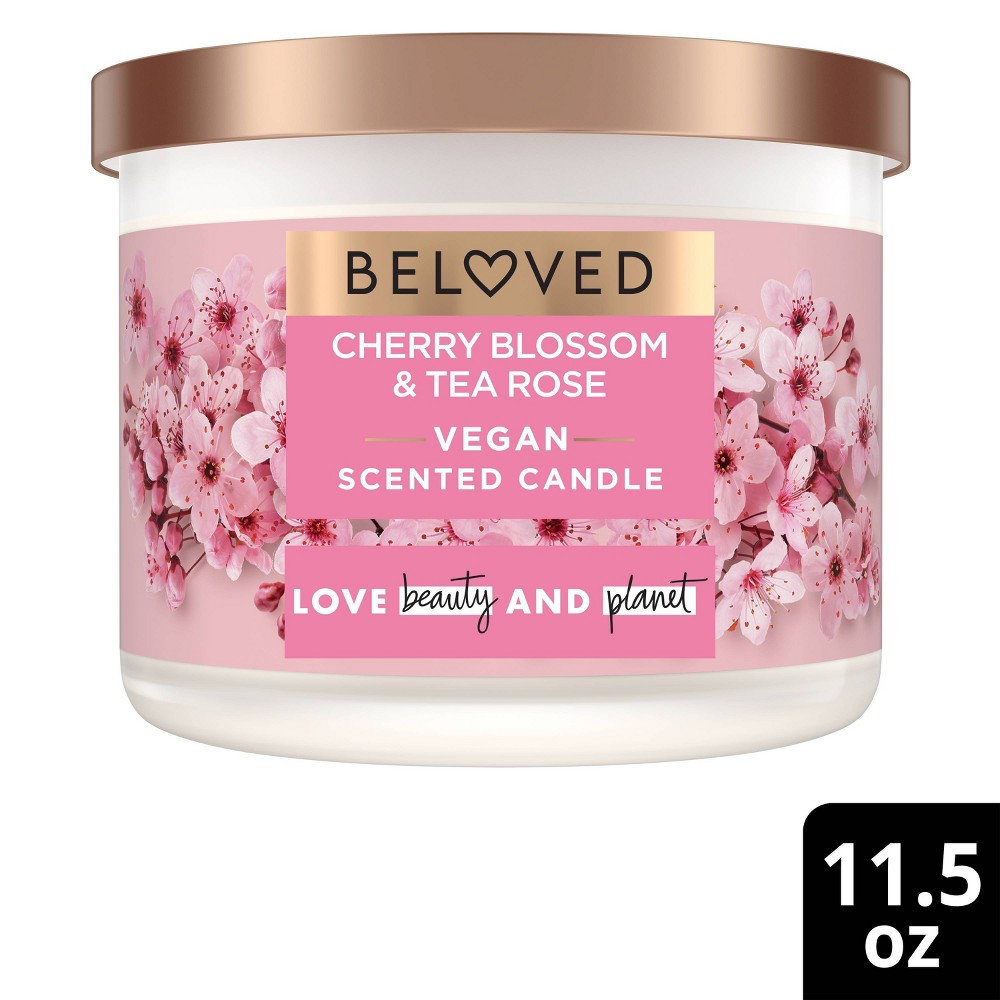 Photos - Figurine / Candlestick Beloved Cherry Blossom & Tea Rose 2-Wick Vegan Candle - 11.5oz