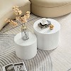 Round Coffee Table Set of 2,Nesting Side Table End Table,Modern Drum Side Table for Small Space,Living Room, Office,Bedroom-Cuddlewood - 2 of 4