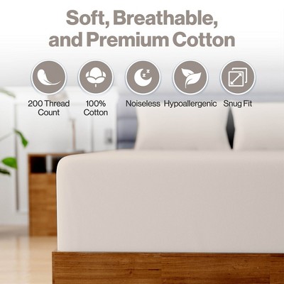 Beige Full Cotton Fitted Sheet Set