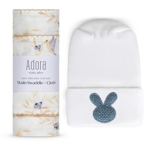 La’dore Organic Baby Swaddle, Burp Cloth & Hospital Hat Set – Soft Muslin Wrap and Newborn Hat – Breathable, Gentle Cotton Baby Essentials - 1 of 4