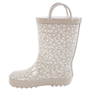 Hudson Baby Infant Girl Rain Boots, Taupe Ditsy Floral - 1 of 4