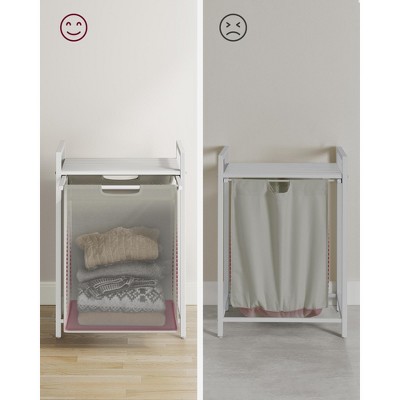 White MDF and Steel Laundry Sorter with Removable Bag
