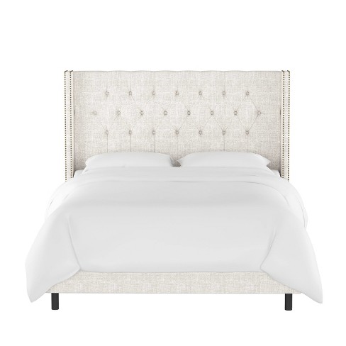 King Louis Diamond Tufted Wingback, White Tufted King Bed
