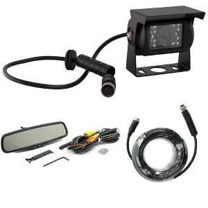 Rostra 250-8240 4.3” Lcd Dual Video Input Mirror With One-Touch With Ibeam Tecch Hanging Commerical Camera W/ Ir Led For Heavy Duty Applications 10... - 1 of 4