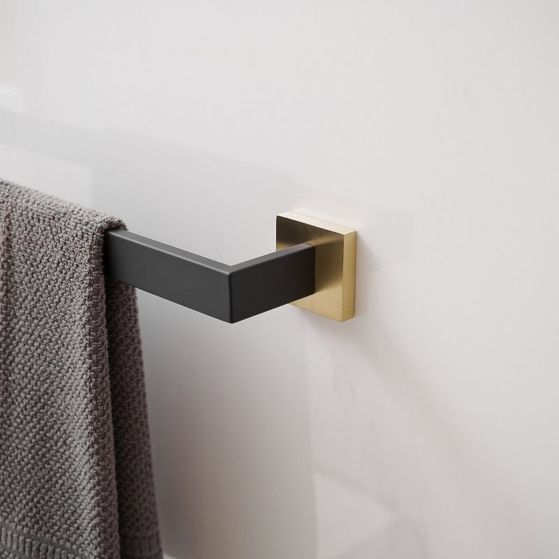 BWE 24 In. Modern Square Wall Mounted Single Bathroom Towel Bar Holder Rack Bath Accessories Hanger, 5 of 8
