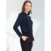 INSPIRE CHIC Women's Satin Long Sleeve Keyhole Collared Blouse - 4 of 4