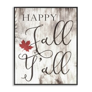 Stupell Industries Happy Fall Y'all Typography Sign Black Framed Giclee Art - 1 of 4