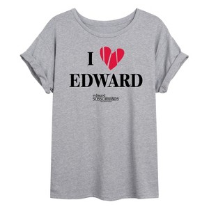 Women's - Edward Scissorhands - I Love Edward Oversized Graphic T-Shirt - 1 of 4