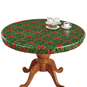 Collections Etc Holly Stretch-to-Fit Holiday Table Cover - 1 of 2