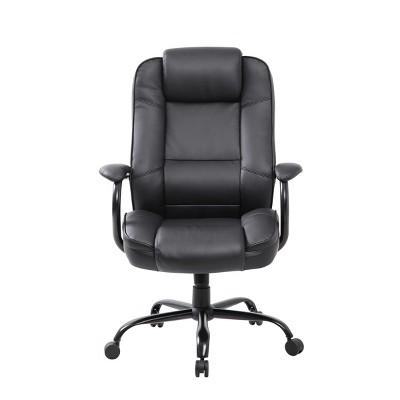 Executive Swivel LeatherPlus Chair with Reinforced Lumbar Support, Black