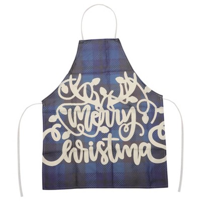 Unique Bargains Christmas Aprons Linen Dark Blue Black Beige White 21.65"x26.77" 1 Pcs
