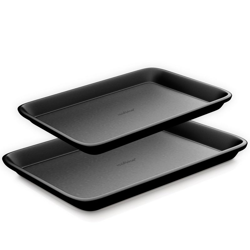 NutriChef Non-Stick Cookie Sheet Baking Pans - 2-Pc. Professional Quality Kitchen Cooking Non-Stick Bake Trays, Black, One size (NC2TRBL.5), 1 of 4