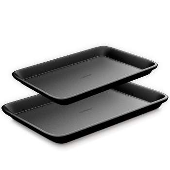 NutriChef Non-Stick Cookie Sheet Baking Pans - 2-Pc. Professional Quality Kitchen Cooking Non-Stick Bake Trays, Black, One size (NC2TRBL.5)