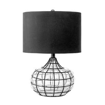 nuLOOM Newburgh 20" Glass Table Lamp Lighting - Black 20" H x 14" W x 14" D