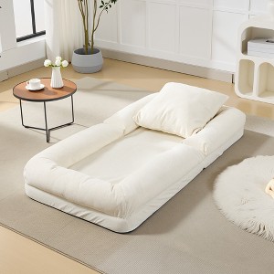Human Dog Bed, Chenille Upholstered Sofa, 65" Adjustable Lounger w/ Pillows - 1 of 4