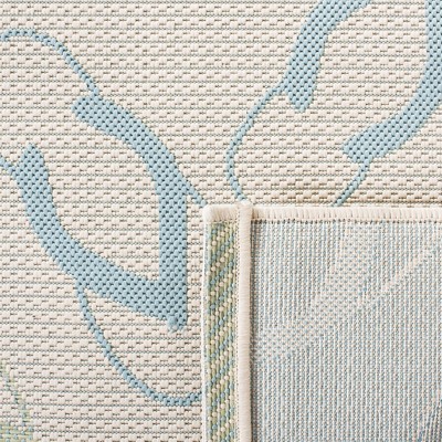 Beige & Aqua Easy-Care Synthetic Indoor/Outdoor Area Rug - 2'7" x 5'