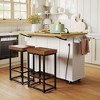 Whisen Farmhouse Kitchen Island on Wheels, Kitchen Cart Set with 2 Seatings and Storage Cabinet, Drawers - 3 of 4