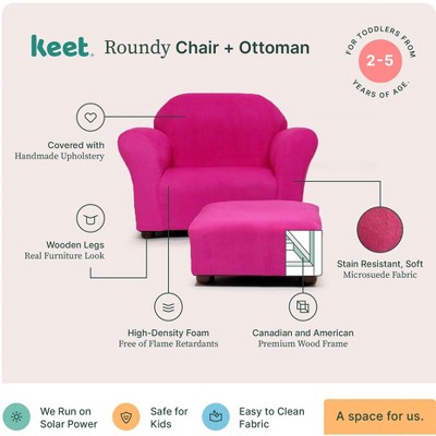 Handcrafted Hot Pink Microfiber Child's Club Chair with Ottoman