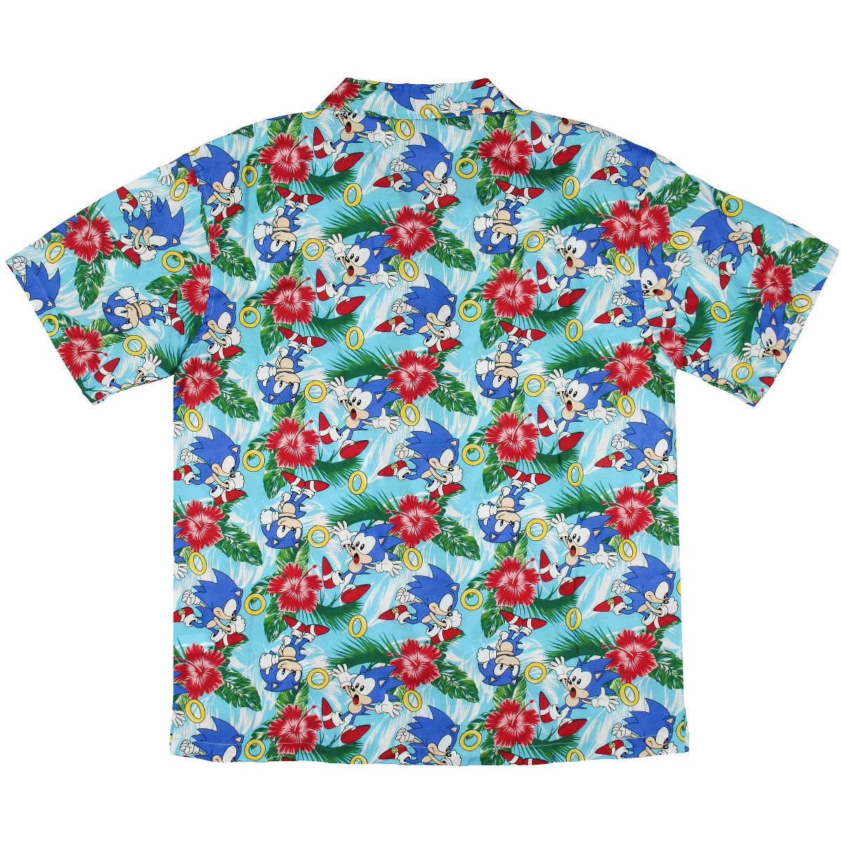 Sonic the Hedgehog Men's Hawaiian Floral Character Button-Up Woven Shirt - thumbnail 4