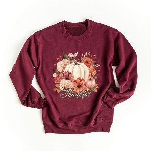 Simply Sage Market Women's Graphic Sweatshirt  Thankful Pumpkin Floral - 1 of 4