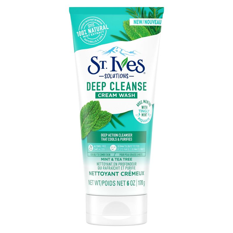 St. Ives Mint &#38; Tea Tree Deep Cleanse Cream Wash - 6oz, 1 of 5