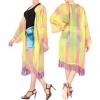 LA LEELA Women's Summer Vacation Holiday Wear Beach Basic Beachwear Duster Cardigan Button Shirt 2X-3X Corn_AC17 - image 3 of 4