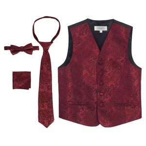 Gioberti Boy's 4pc Paisley Vest Set - 1 of 4