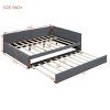 Full Size Upholstered Bed with Pull-Out Trundle and Backrest, Linen Sofa Bed for Apartment or Guest Room-Baofuwish - 4 of 4