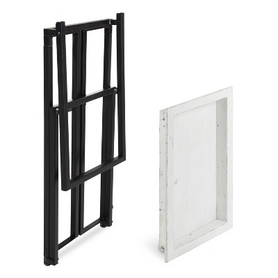 Lockridge Modern Industrial White Wood and Metal C-Table with Storage
