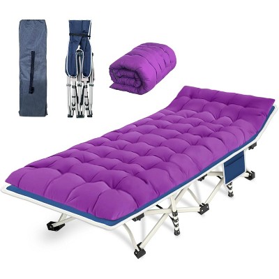 Sportneer Camping Cot with Comfortable Mattress Cots for Sleeping with Pad Heavy Duty Camping Bed Sleeping Cot Include Carry Bag