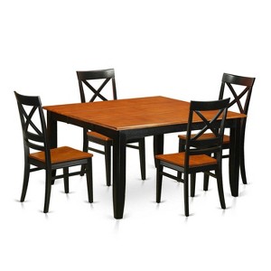 9 Piece Dining Room Set, Square Wooden Table with Butterfly Leaf and 8 Chairs, Black & Cherry Finish, 54 Inch - 1 of 4