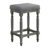 Rustic Wood Bar Stools with Upholstered Seats, Set of 2 - 26" Bar Stools - 3 of 4