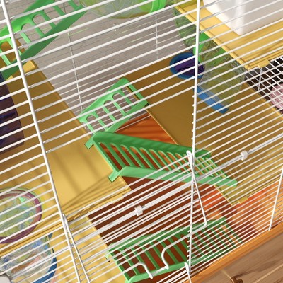 Orange 5-Tier Hamster and Gerbil Habitat with Tubes and Wheel