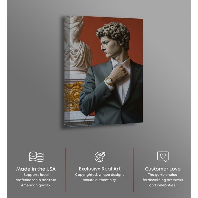 Contemporary Man in Suit with Gold Watch Canvas Wall Art, 16" x 24"