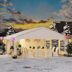 EROMMY Heavy Duty Party Tent Gazebo For Events, Weddings, Bbqs - Removable Sidewall Windows & Storage Bags Included, White - 1 of 4