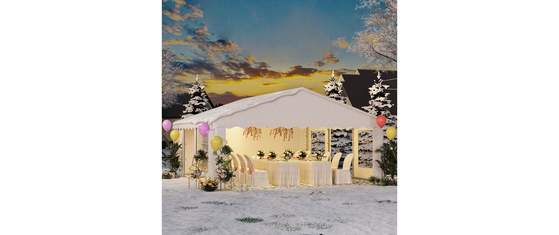 EROMMY Heavy Duty Party Tent Gazebo For Events, Weddings, Bbqs - Removable Sidewall Windows & Storage Bags Included, White