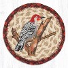 Earth Rugs Wildlife Woodpecker Round Coaster – 7"x7" Braided Jute with Hand-Stenciled Woodpecker, Rustic Nature-Inspired Design - 2 of 3