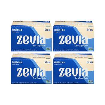 Zevia Vanilla Cola Zero Sugar Soda - Case of 4/6 pack, 12 oz