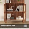 Sevobal Decorarive5 Shelf Bookshelf with Doors Tall Bookcase Display Shelves for Home Office, Beige, 29.9"*14.6"*70.9" - 4 of 4