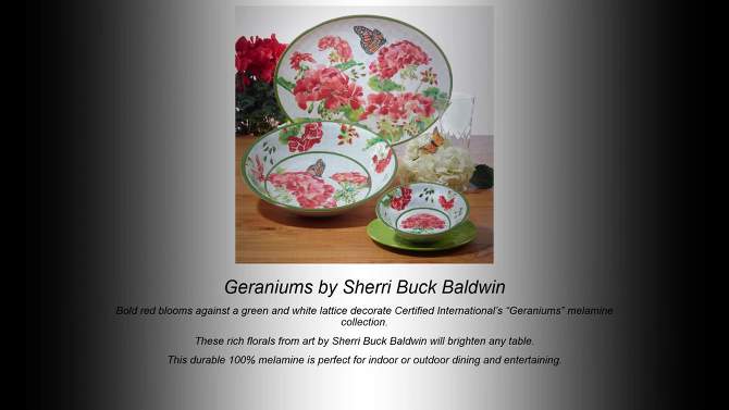 Set of 6 Geraniums Melamine Dinner Plates - Certified International, 2 of 5, play video