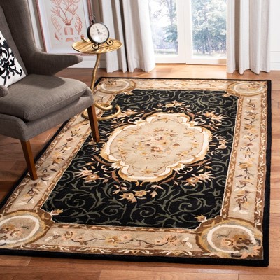 Empire Black and Beige Hand-Tufted Wool Area Rug
