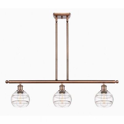 Rochester - 3 Light Stem Hung Island In Industrial Style-8.38 Inches Tall and 36 Inches Wide