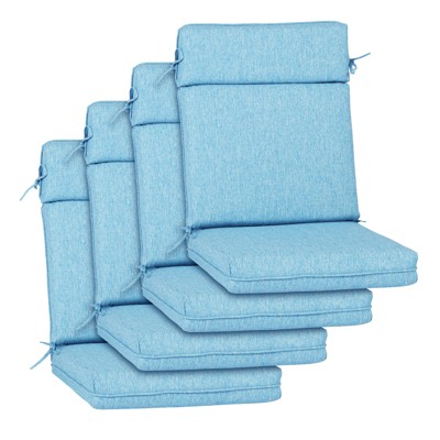 Aoodor Outdoor High Back Dining Chair Cushion Set, Water Proof & Stain Resistant Polyester Fabric Cover with Ties and Zipper, Set of 4