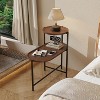 MAYEERTY 2 Tier Wooden Round Coffee Table with Storage, with Oval Side Table for Living Room (Walnut Brown) - 2 of 4