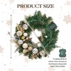 24 Inch Christmas Wreath with Lights and Balls, Pre-Assembled Christmas Wreath for Indoor and Outdoor Decoration - 2 of 4