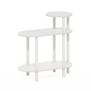 Furinno Turn-N-Tube 3-Tier Oval Sofa Side Table, End Table with Open Shelves, White/White - 1 of 1