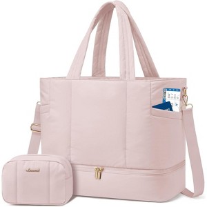 Puffer Weekender Duffle Bag with Shoe Compartment, Carry On for Women, Overnight Gym Tote Bag - 1 of 4