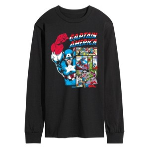 Men's - Marvel - Captain America Comic Panel Portrait Long Sleeve Graphic T-Shirt - 1 of 3