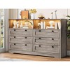 6 Drawer Dresser with Power Outlet and Leg Lights, Modern Wood Dressers & Chests of Drawers with 2 Open Shelves for Bedroom, Living Room - 2 of 4
