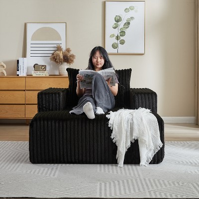 MAYEERTY 62.5" Corduroy Sponge Sofa Lounge Chair (No Assembly for Indoor Use)